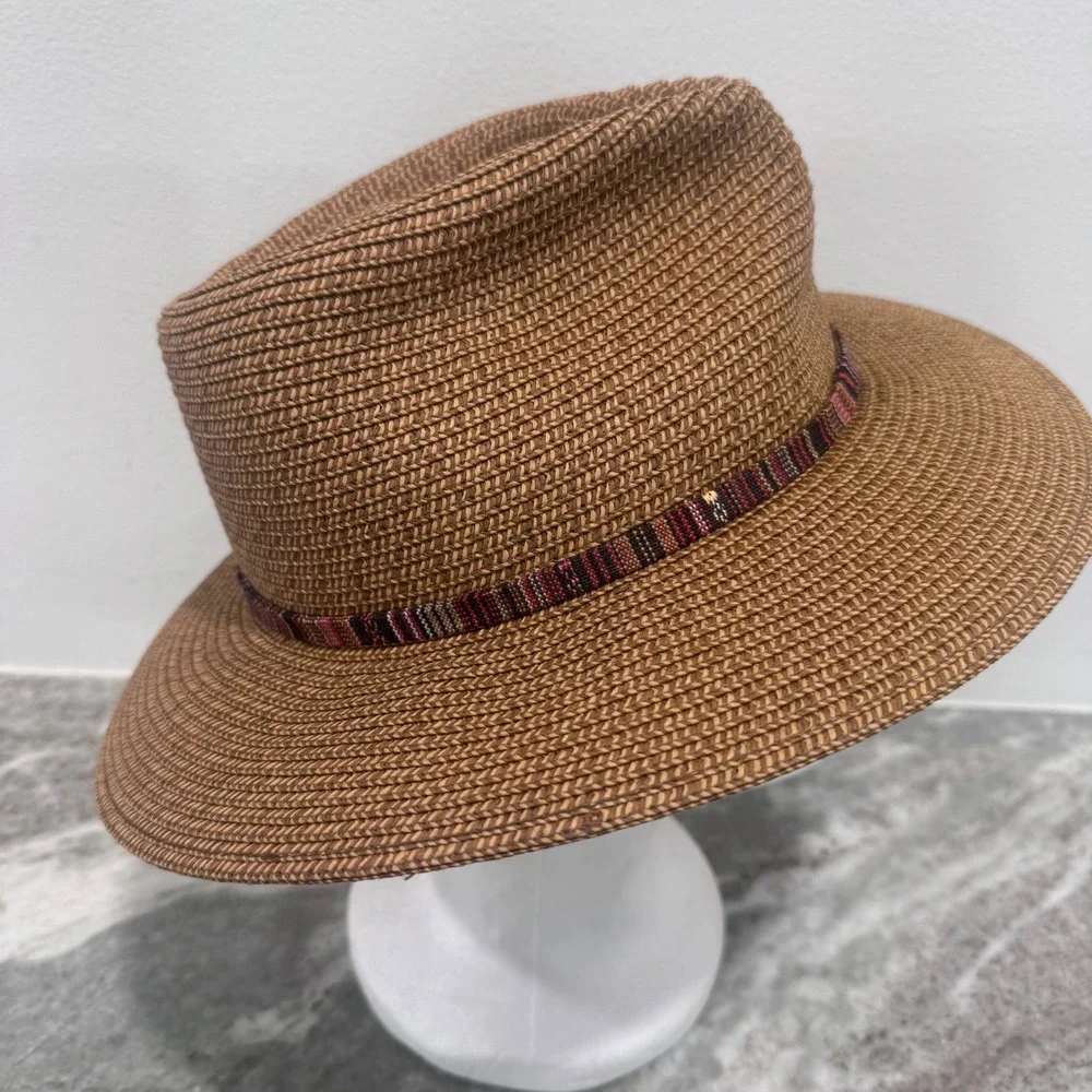Wallaroo Hat Company Sedona Brown Straw Fedora Sun Hat Adjustable Packable